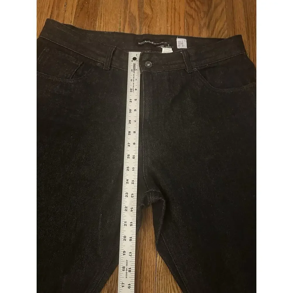 Rocawear Y2K Dark Denim Jeans Black Size 38 X 32 106830 Baggy Wide Leg Pants